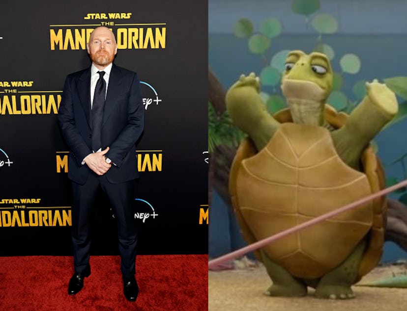 bill burr side by side with his character squirtle from LEO