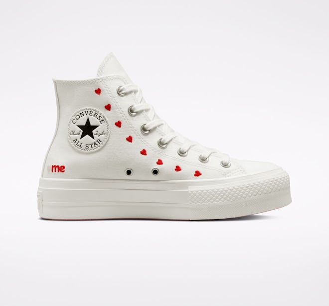 Chuck Taylor All Star Lift Platform Sneakers with Embroidered Hearts