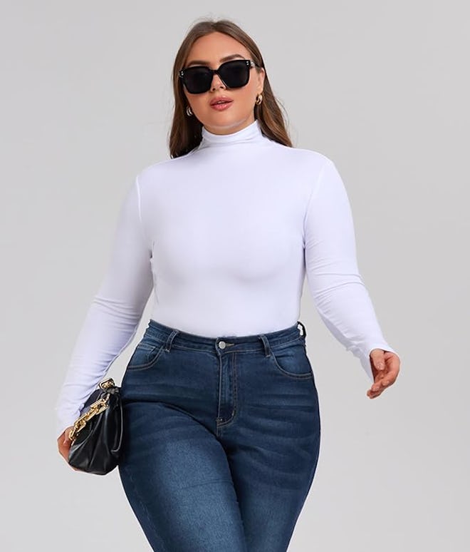 Wosalba Long Sleeve Mock Turtleneck Top