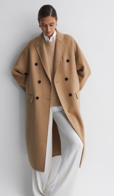 camel double breasted coat