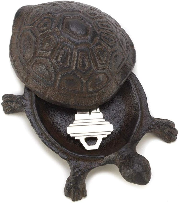 Accent Plus Turtle Cast Iron Key Hider Stone