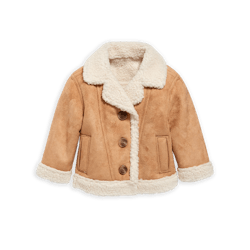 Sherpa-Trim Buttoned Coat for Baby