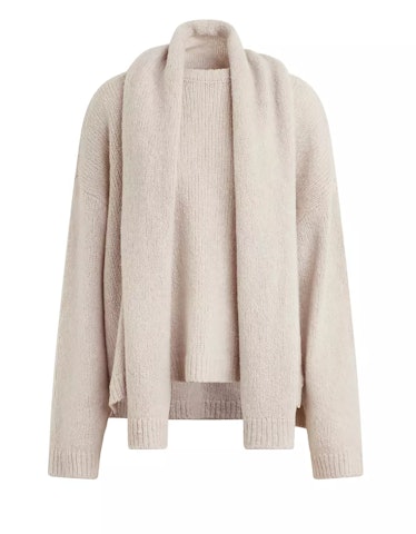 neutral scarf sweater