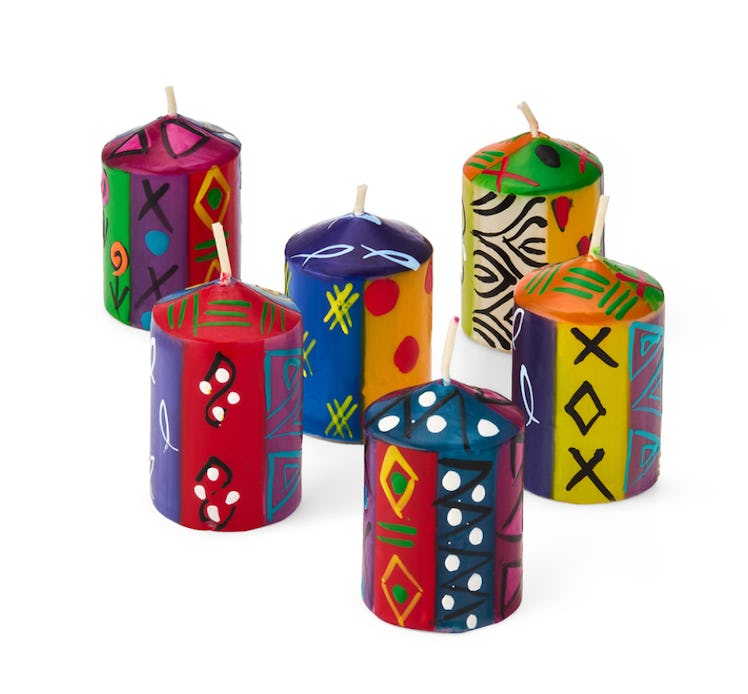 Multicolor Hand-Painted Votive Candles