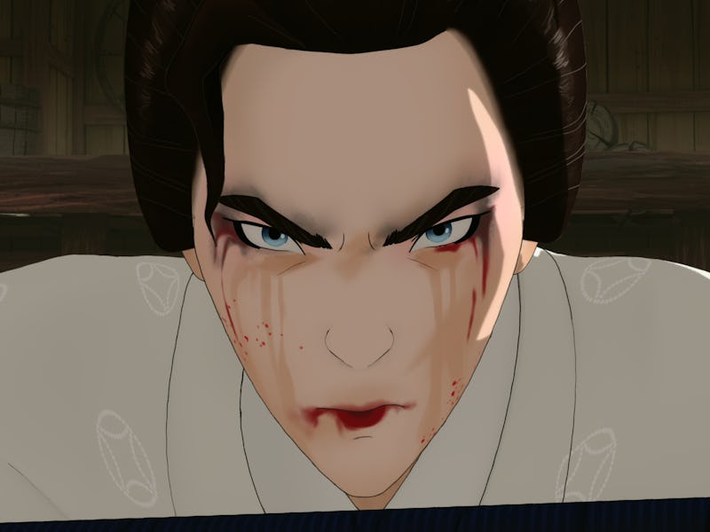 Mizu (Maya Erskine) cries in Episode 5 of 'Blue Eye Samurai'