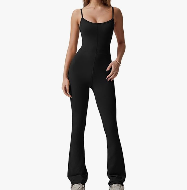 QINSEN Full-Length Flare Jumpsuit