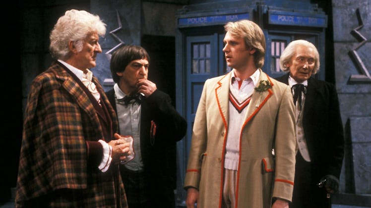 Four of the five doctors in “The Five Doctors.”