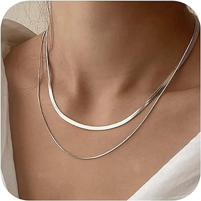 Tewiky Layered Herringbone Necklace
