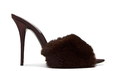 brown mule sandal with fur