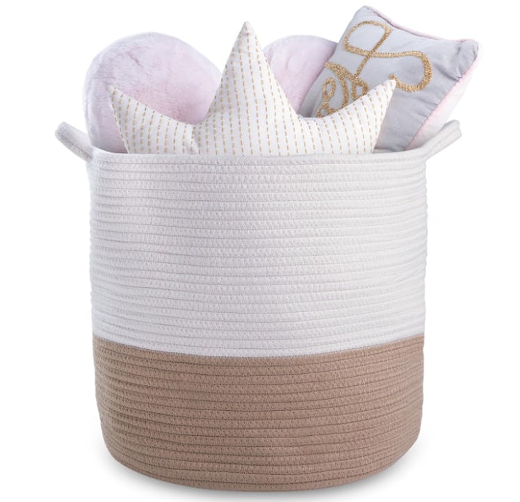 Natemia Rope Storage Basket- Nursery Bin and Toy Organizer (15”x15”x14”), Laundry Basket, Basket for...