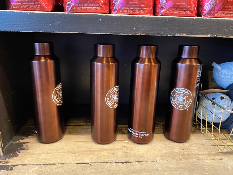 The OG Starbucks has exclusive merch like water bottles. 