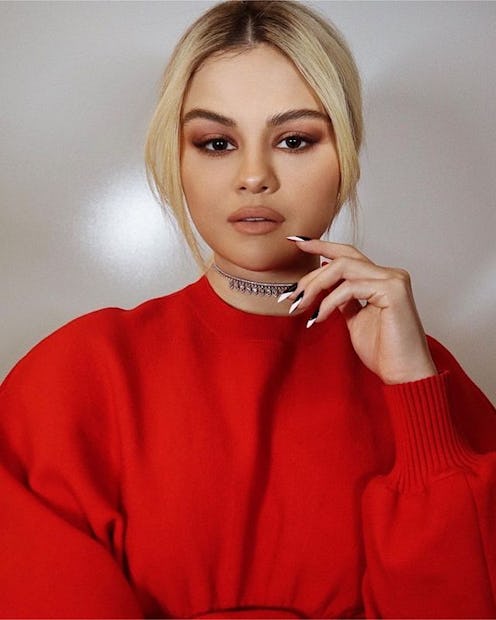 Selena Gomez black and white french manicure