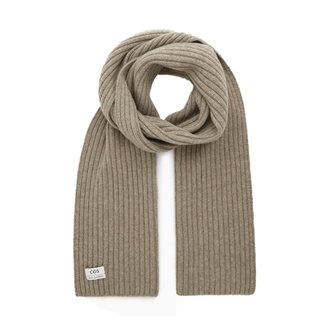 Chunky ribbed-knit pure cashmere scarf