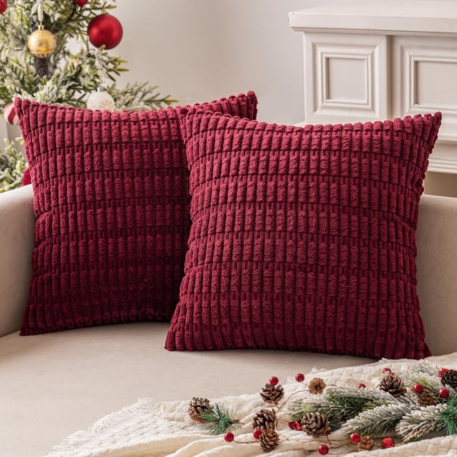 MIULEE Corduroy Throw Pillow Covers (2-Pack)
