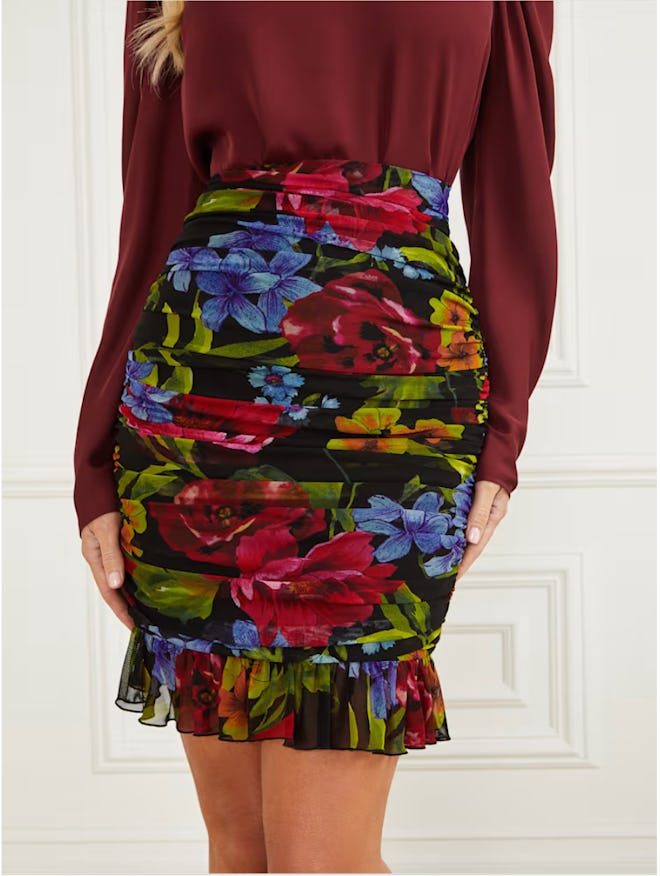 Boldly Blooming Gathered Skirt