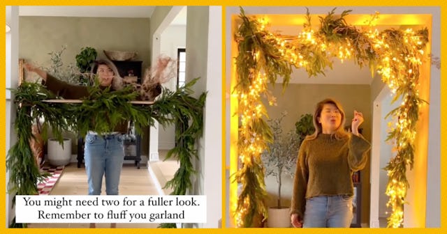 This garland hanging hack is easy, no-drill, and will make your home look great for the holidays.