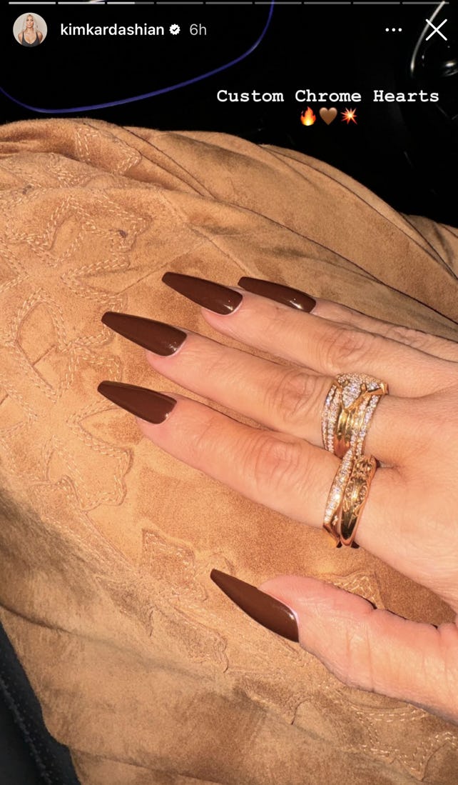 Kim Kardashian Coordinated Caramel Blonde Hair & Custom Chrome Hearts