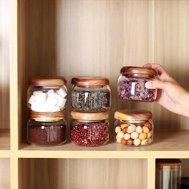 SAIOOL Glass Spice Jars (Set of 6)