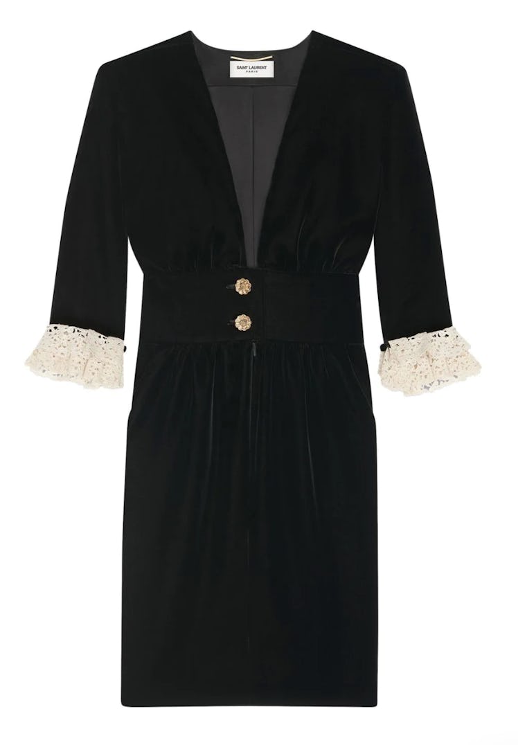 black velvet midi dress