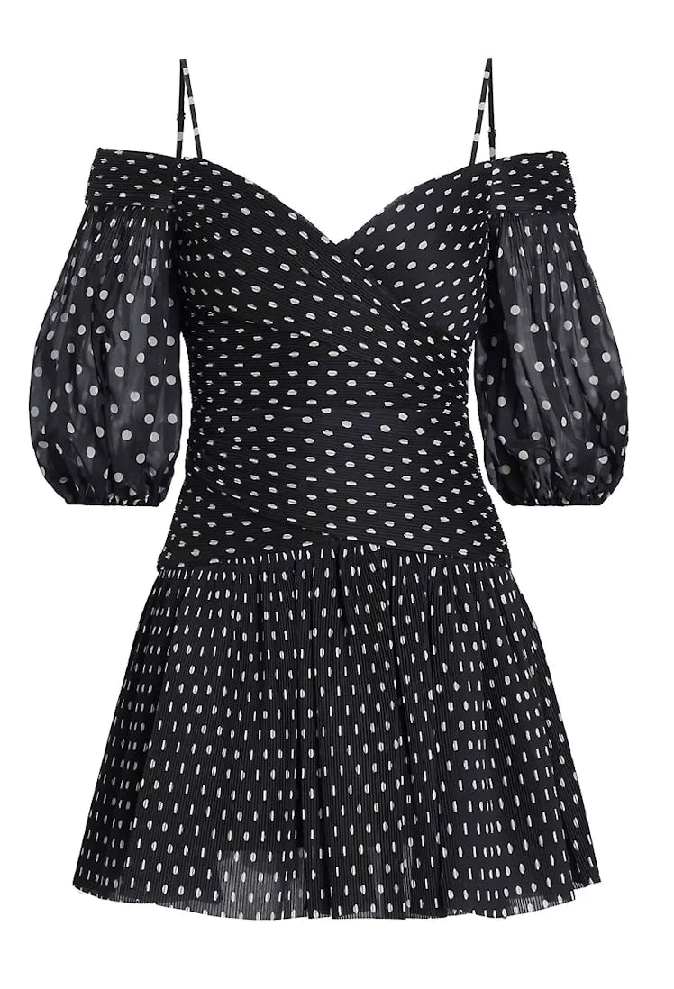 black polka dot minidress