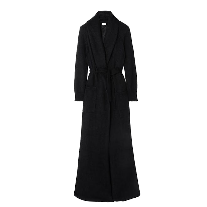 Belted mohair-blend coat
