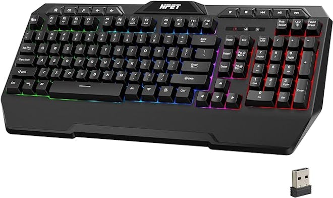 NPET Wireless Gaming Keyboard RGB with Wrist Rest