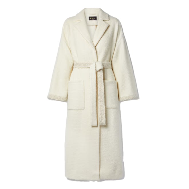 Langston belted cashmere and silk-blend bouclé-tweed  coat