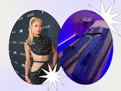 Paris Hilton is a celebrity who’s tried the lymphatic drainage compression suit.