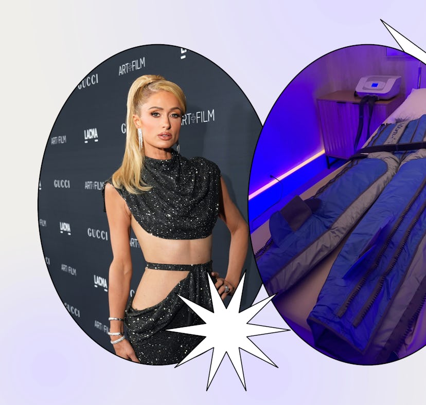 Paris Hilton is a celebrity who’s tried the lymphatic drainage compression suit.