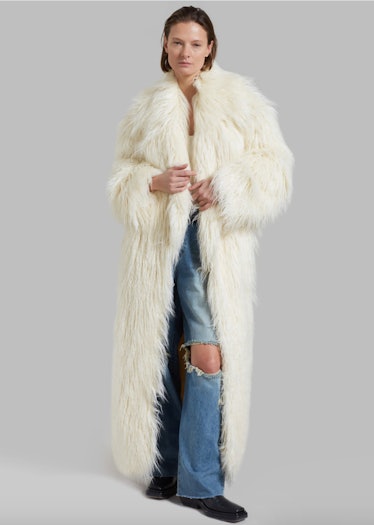 Nicole Long Faux Fur Coat 