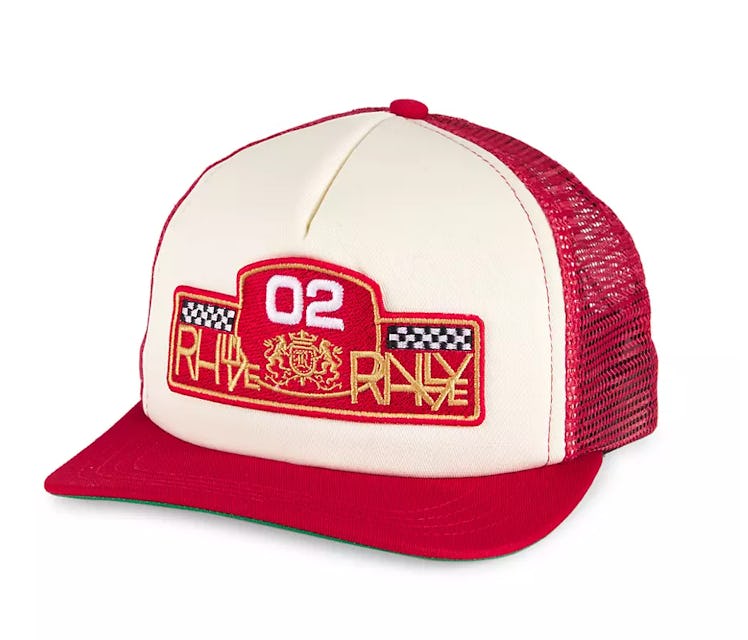 red and white trucker hat