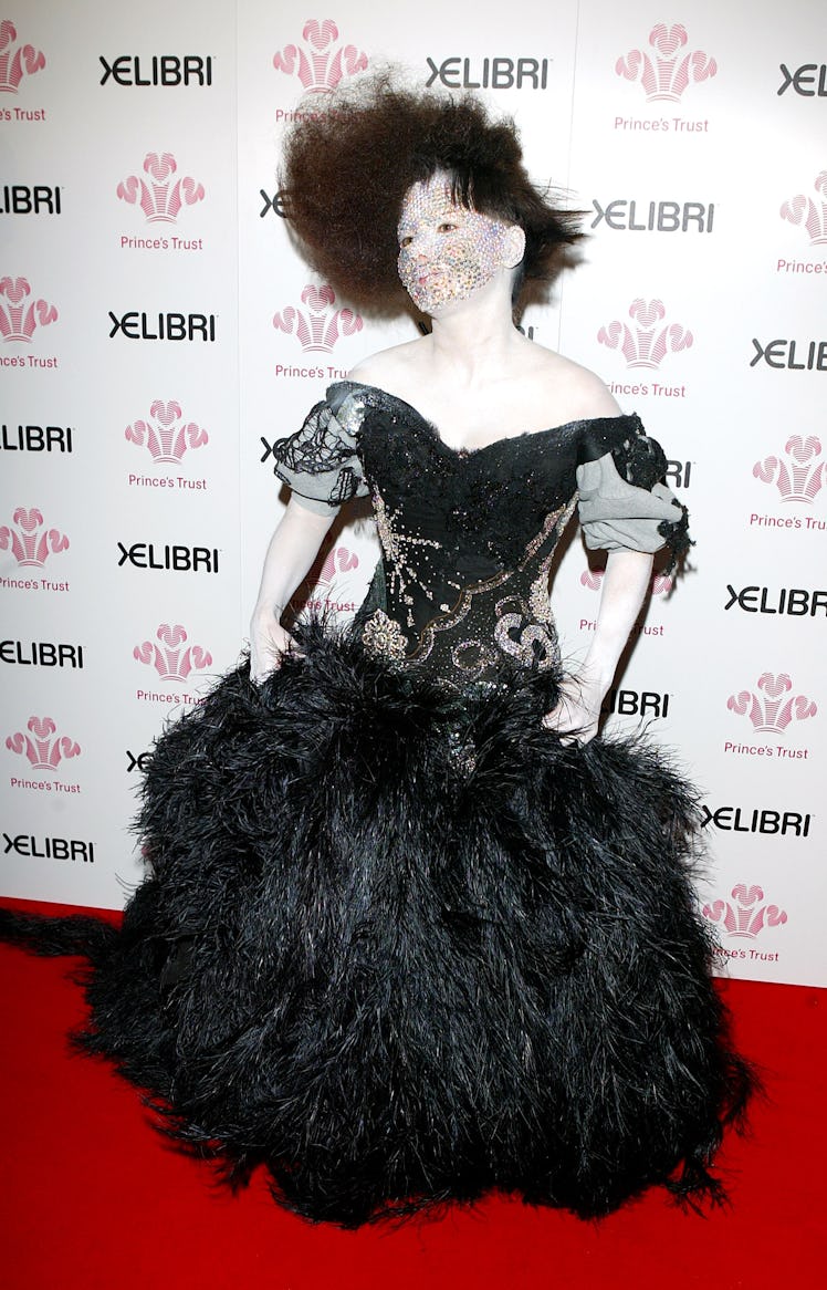 Bjork with Alexander McQueen crystal face. 