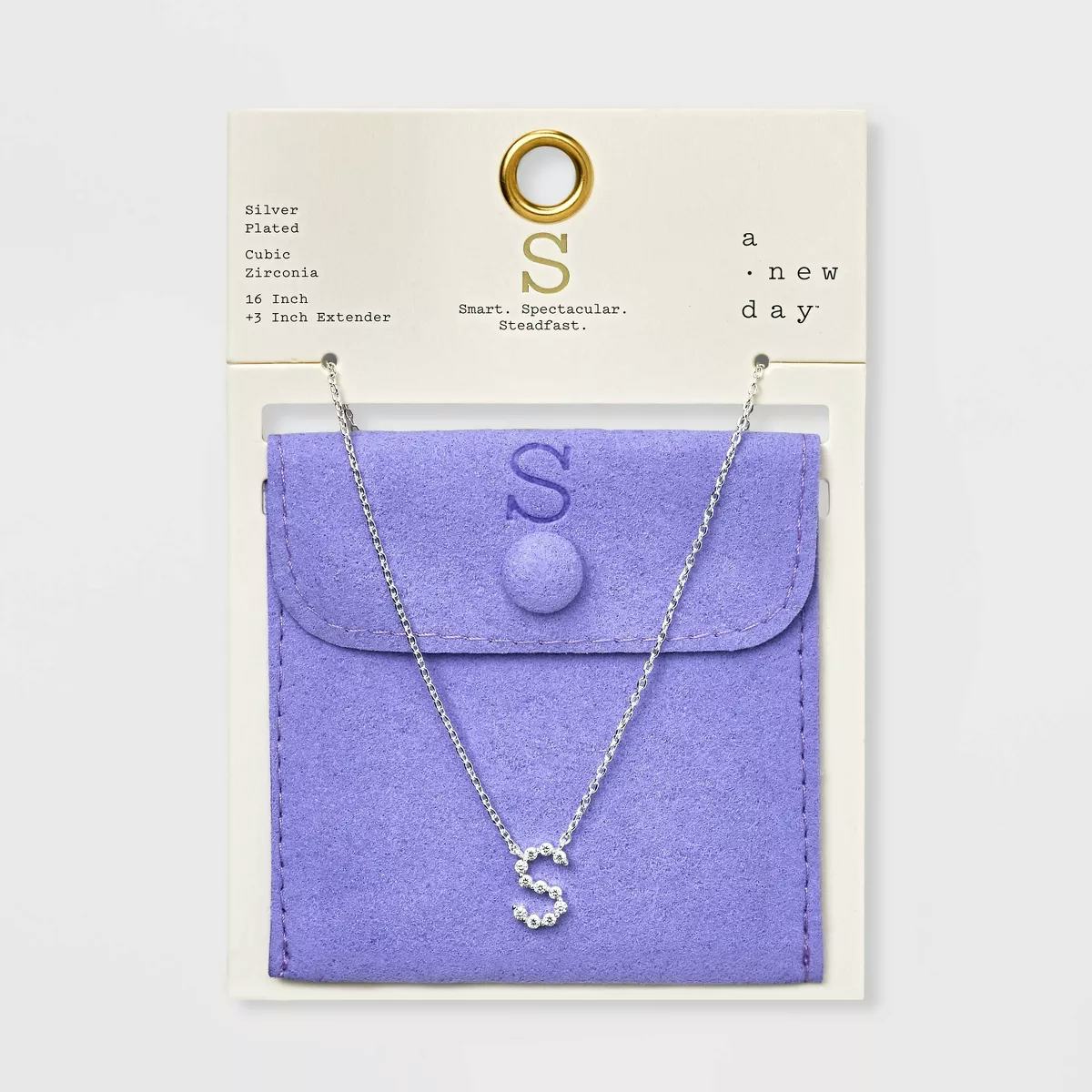 Silver Plated Cubic Zirconia Initial Pendant Necklace