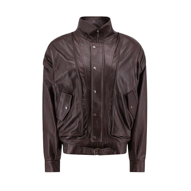 Belted-Waist Leather Jacket