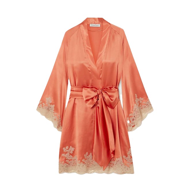 Lace-Trimmed Silk-Satin Robe