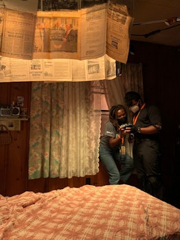 Director Raven Jackson (left) on set while filming All Dirt Roads Lead to Salt.