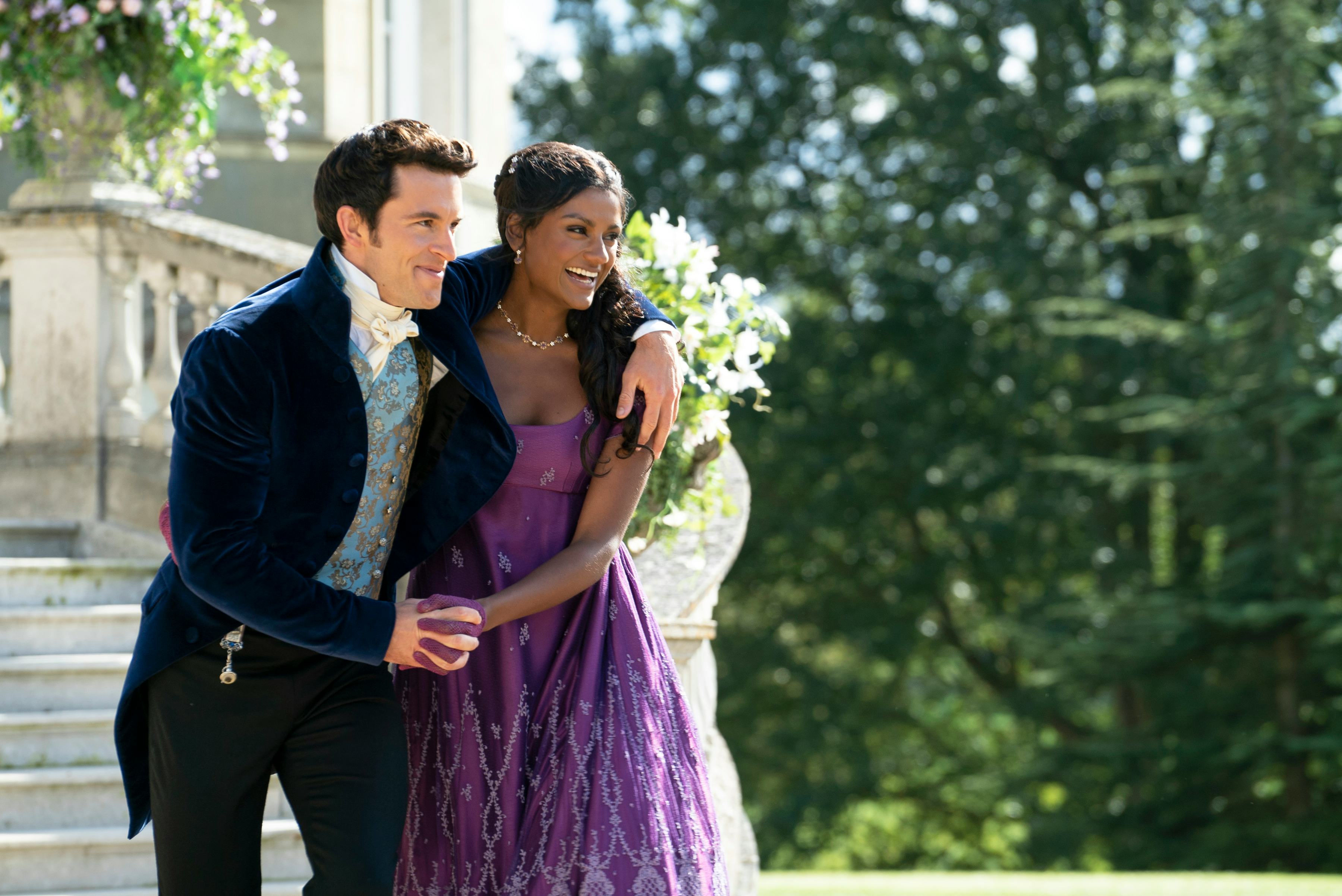 Jonathan Bailey and Simone Ashley on &lsquo;Bridgerton.&rsquo; Photo via Netflix