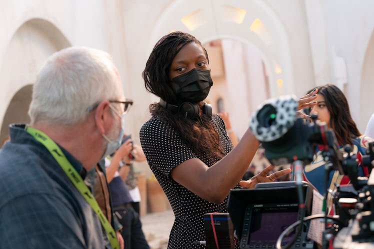 Nia DaCosta on the set of The Marvels