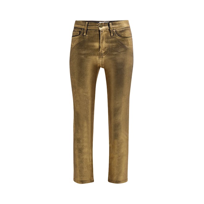 Frame Le High Straight Metallic Coated Jeans