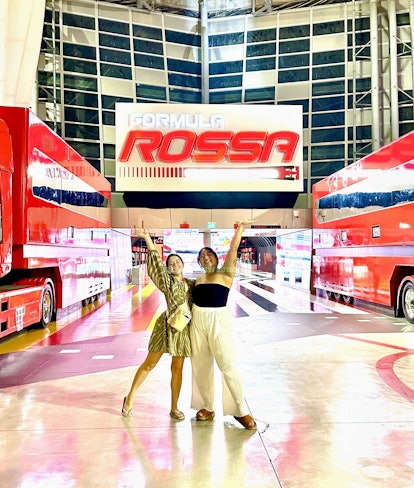 Kaitlin Cubria and Kristin Corpuz at Ferrari World in Abu Dhabi.