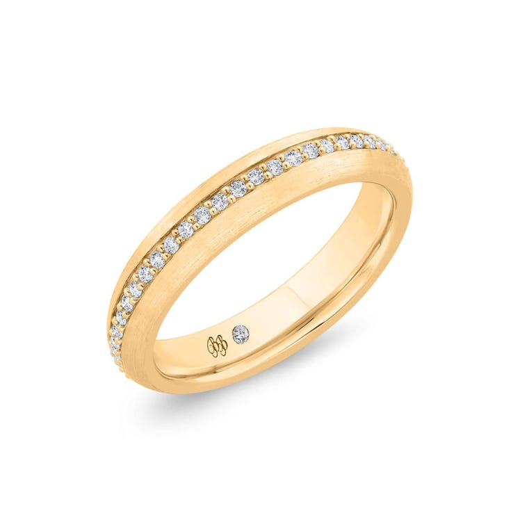 Bella Ponte Polished Knife Edge Diamond Bridal Ring In 14K Yellow Gold
