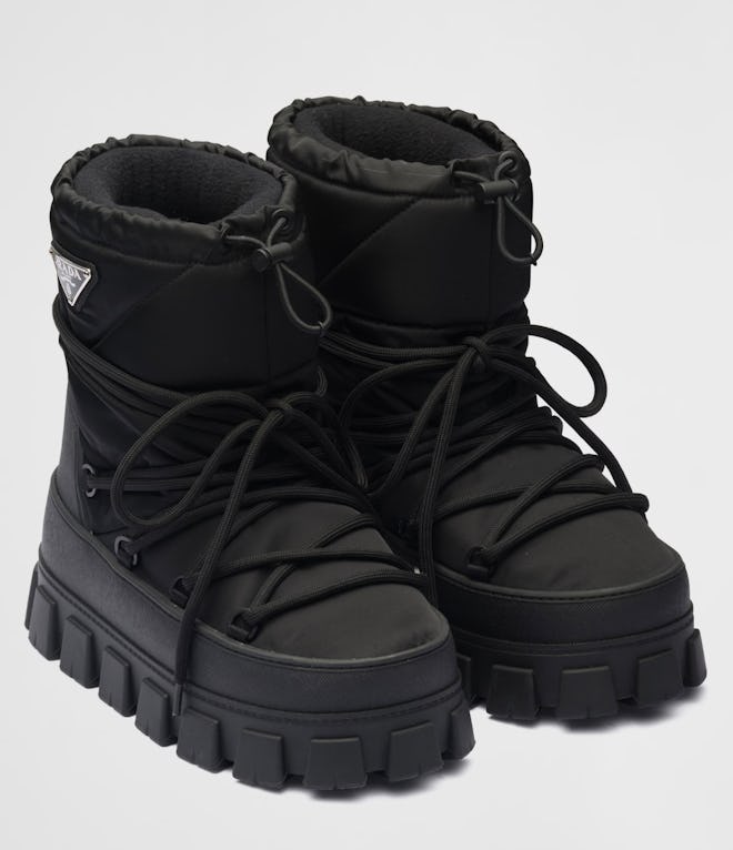 black nylon ski boots