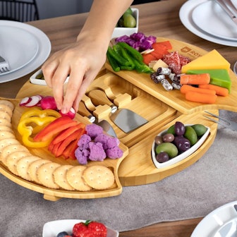 Royal Craft Wood Round Cheese Board and Knife Set