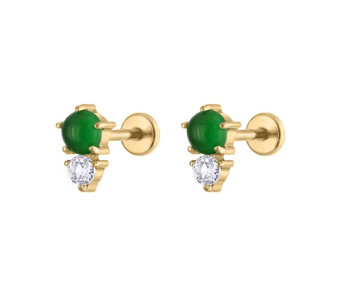 Jade and White Topaz Nap Earrings from Maison miru