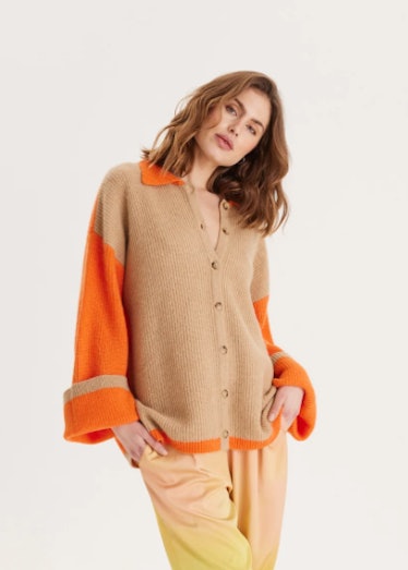 orange and tan sweater