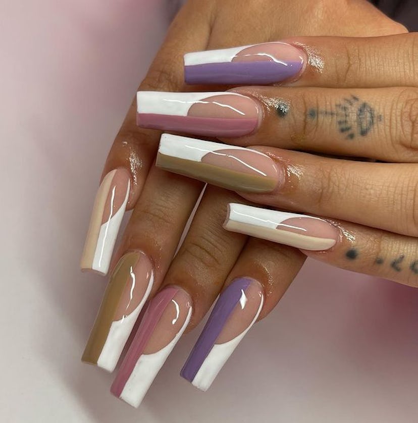 Muted half and half nails.