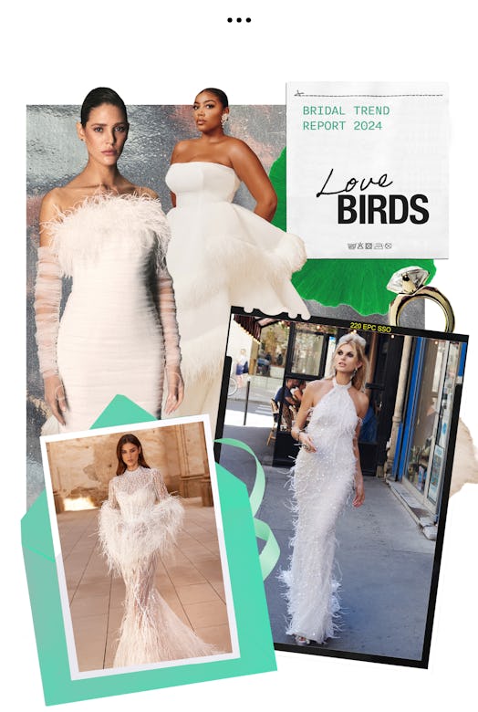 Love Birds: feathered wedding dresses are among 2024 bridal trends