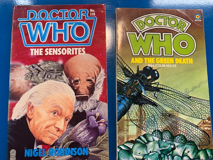 Doctor Who books by Nigel Robinson and Malcolm Hulke; 'The Sensorites,' and 'The Green Death.'