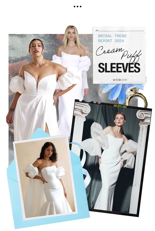 Cream Puff Sleeves: Puff sleeve wedding dresses are among 2024 bridal trends