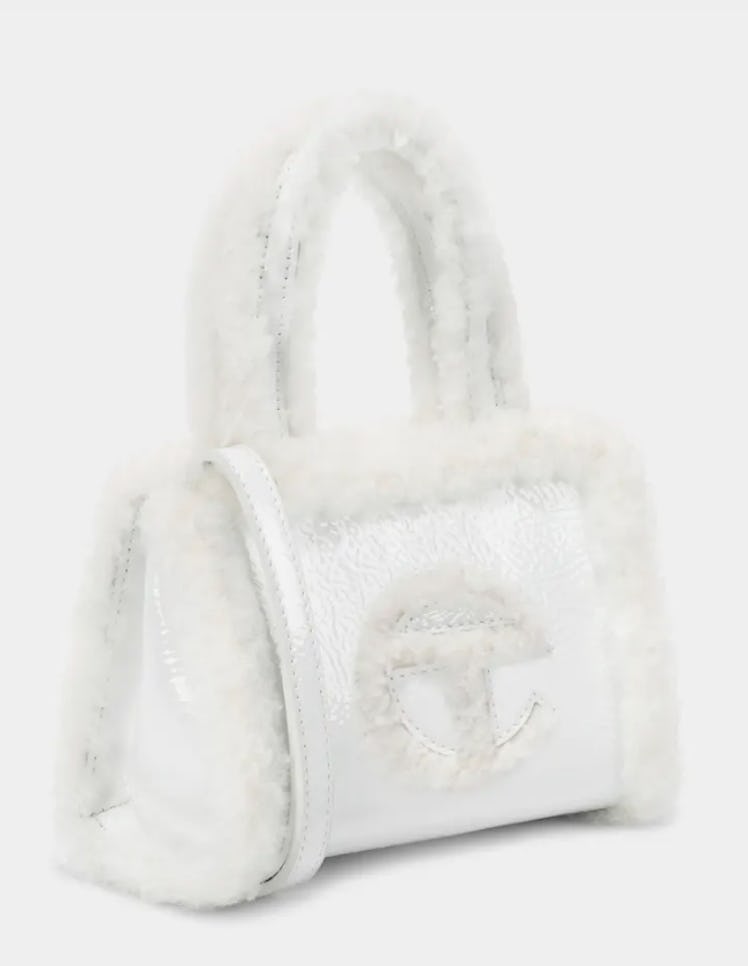 white shearling handbag